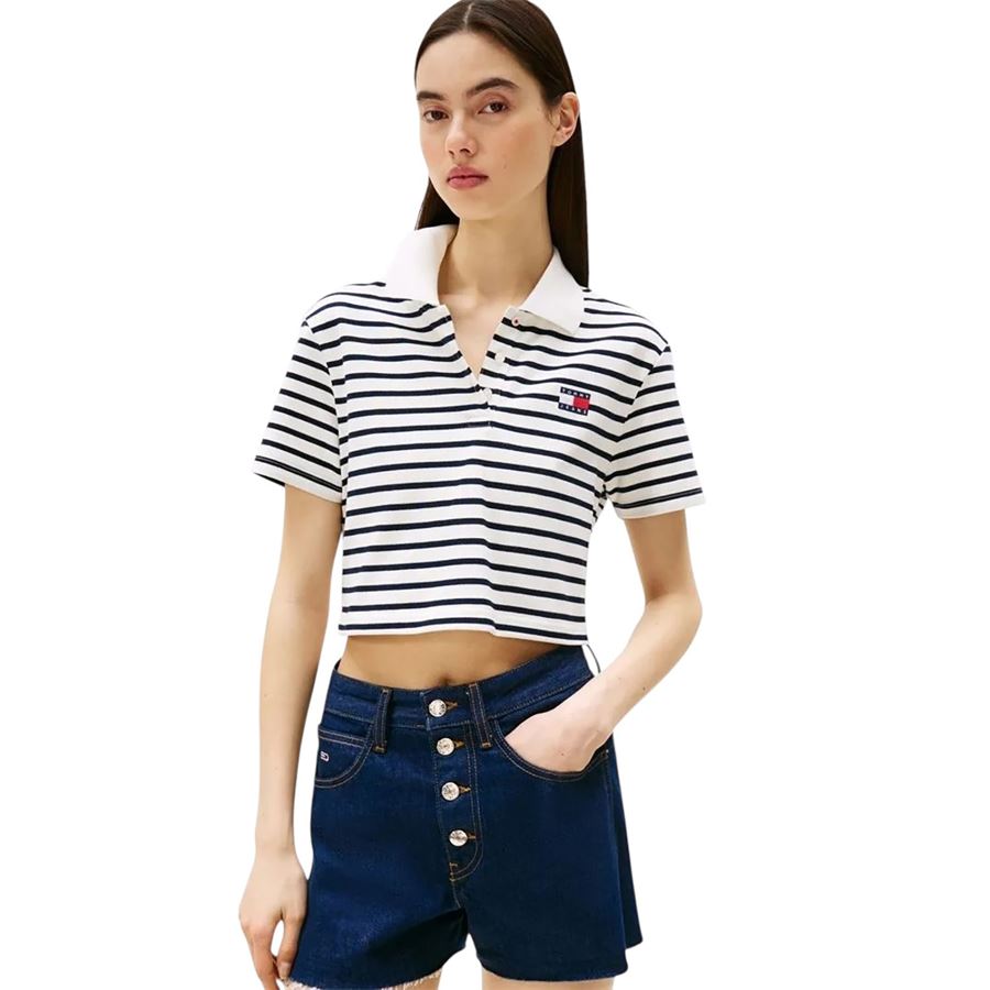 Crop Badge polo maniche corte da donna Tommy Jeans | DW0DW213630FC